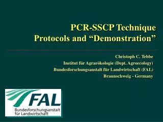 PCR-SSCP Technique Protocols and “Demonstration”