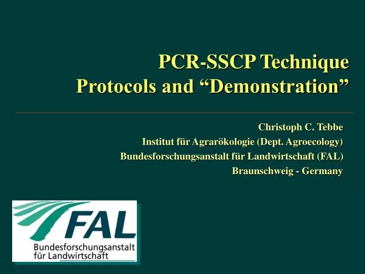 pcr sscp technique protocols and demonstration