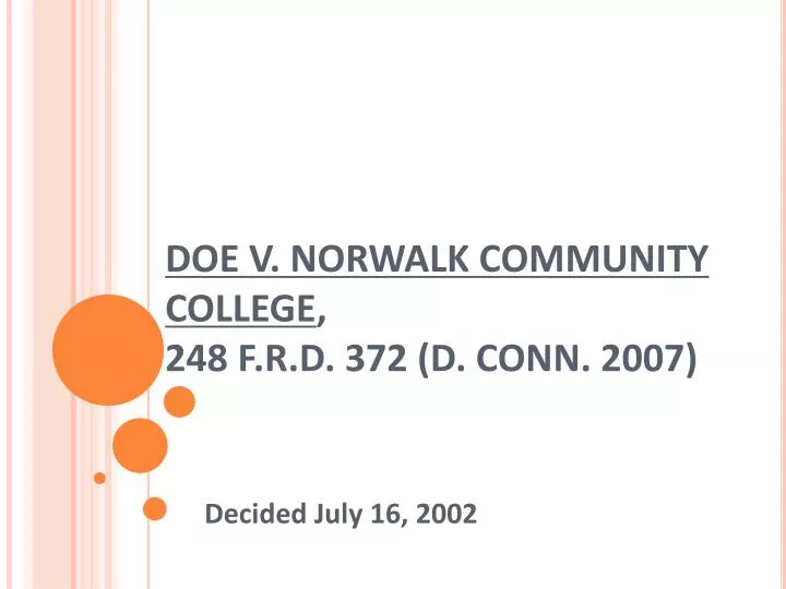 doe v norwalk community college 248 f r d 372 d conn 2007