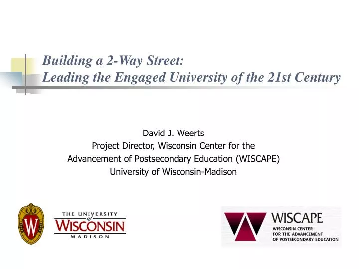 building a 2 way street leading the engaged university of the 21st century