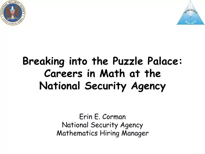 breaking into the puzzle palace careers in math at the national security agency