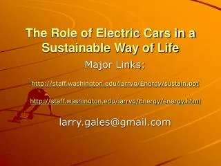 The Role of Electric Cars in a Sustainable Way of Life