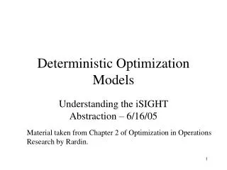 Deterministic Optimization Models