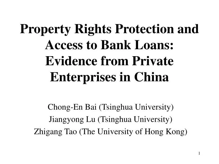 property rights protection and access to bank loans evidence from private enterprises in china
