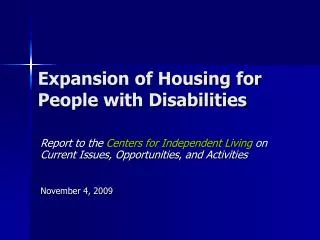 Expansion of Housing for People with Disabilities