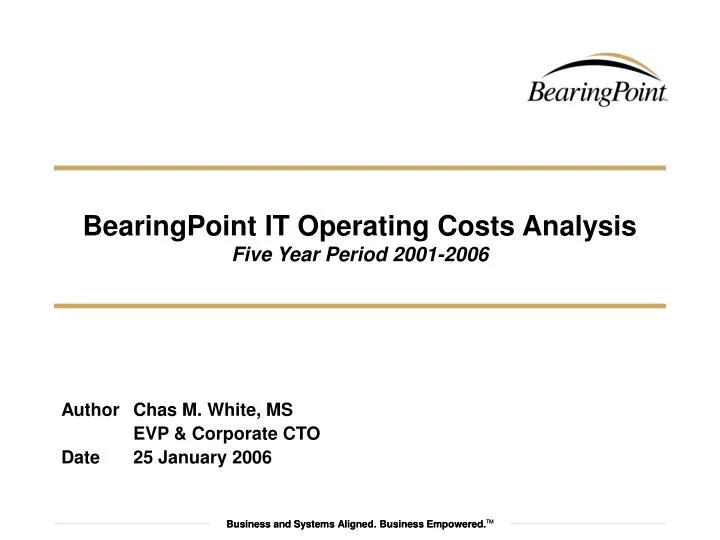 bearingpoint it operating costs analysis five year period 2001 2006
