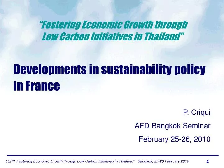 developments in sustainability policy in france