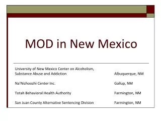 MOD in New Mexico
