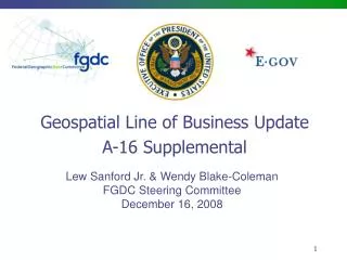 Geospatial Line of Business Update A-16 Supplemental