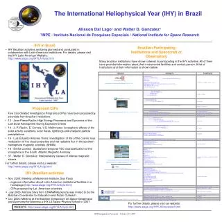 The International Heliophysical Year (IHY) in Brazil