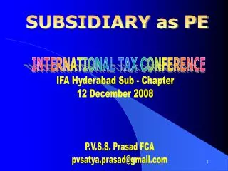 INTERNATIONAL TAX CONFERENCE