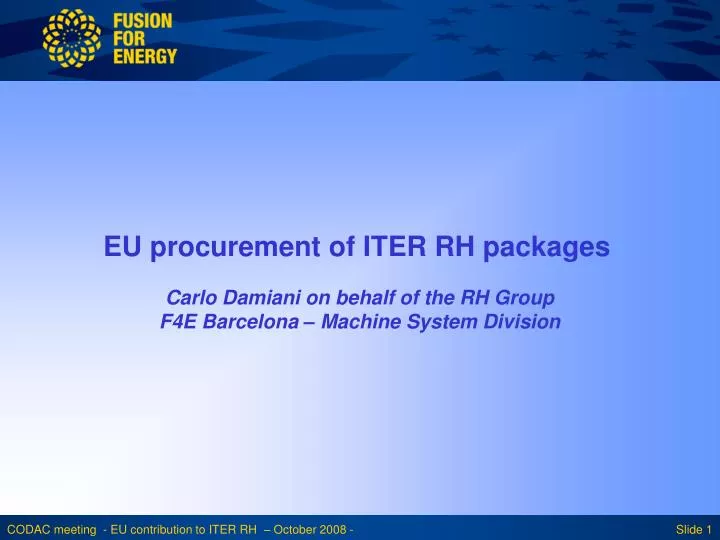 eu procurement of iter rh packages