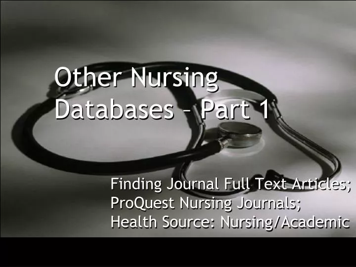 other nursing databases part 1