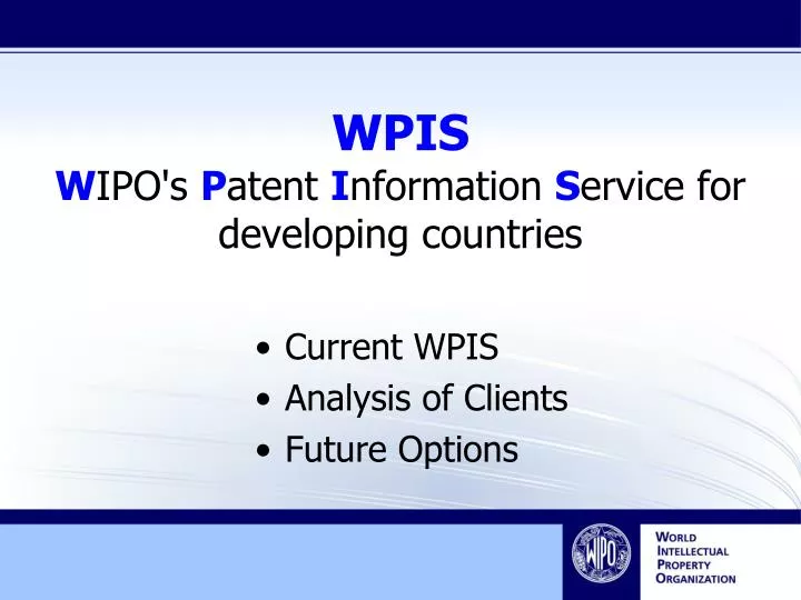 wpis w ipo s p atent i nformation s ervice for developing countries