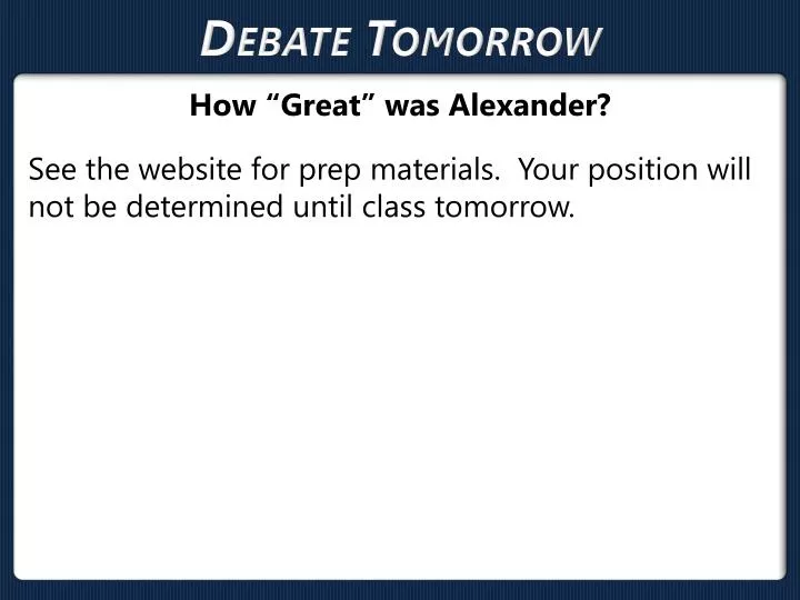 debate tomorrow