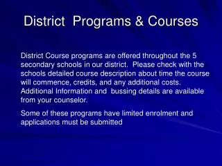 District Programs &amp; Courses