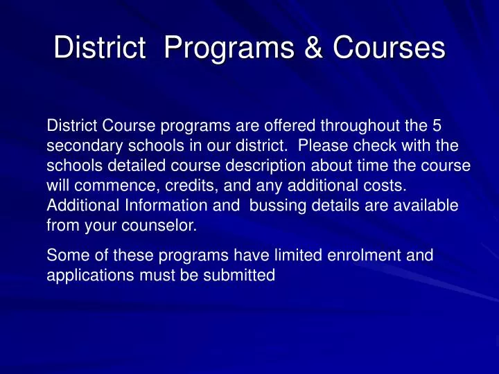 district programs courses