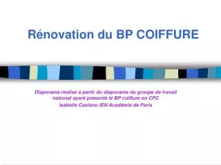 Rénovation du BP COIFFURE