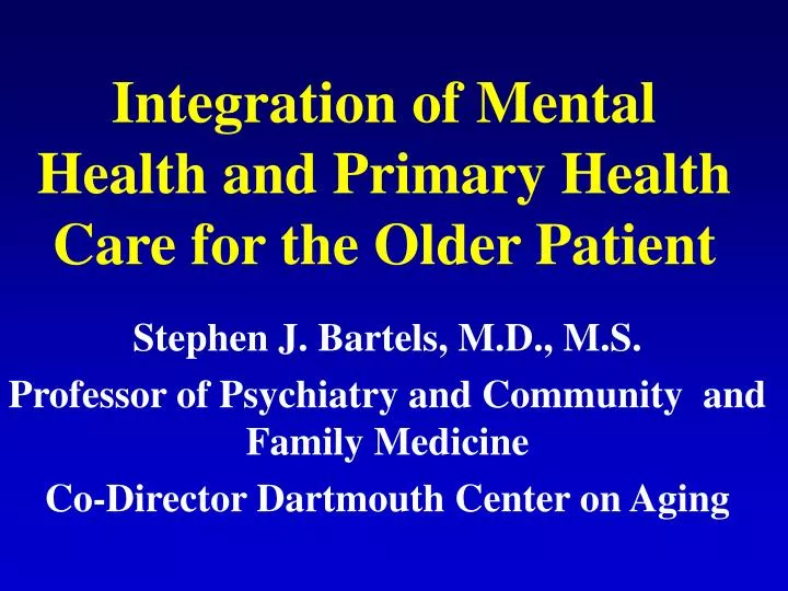 integration of mental health and primary health care for the older patient