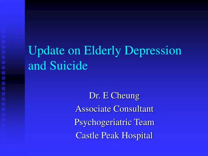 update on elderly depression and suicide