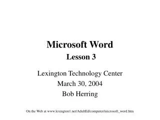 Microsoft Word Lesson 3