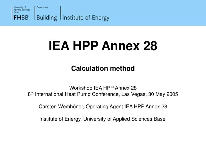 iea hpp annex 28 calculation method