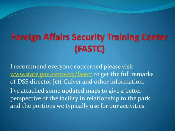 foreign affairs security training center fastc