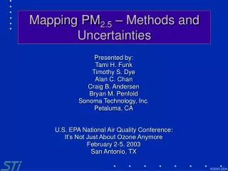 Mapping PM 2.5 – Methods and Uncertainties