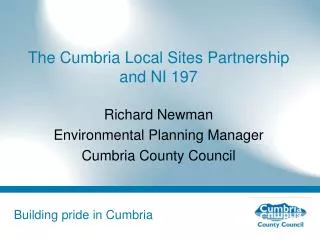 The Cumbria Local Sites Partnership and NI 197