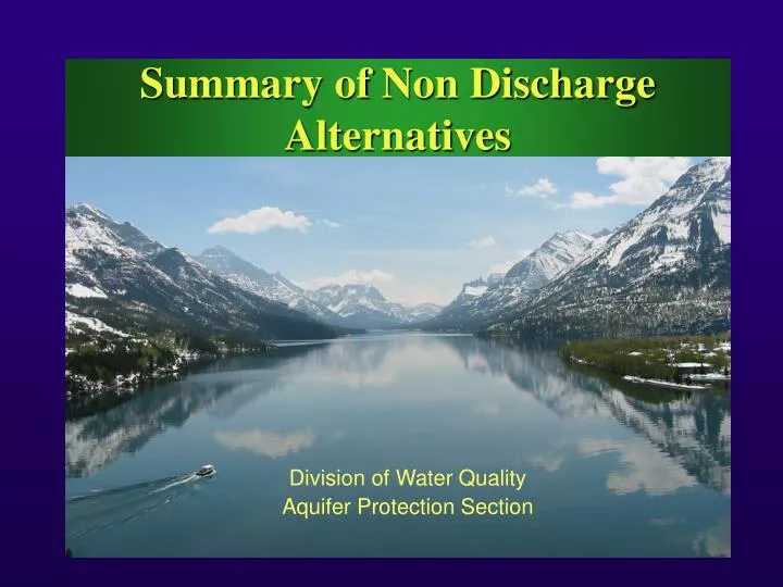 summary of non discharge alternatives