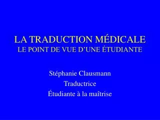 la traduction m dicale le point de vue d une tudiante