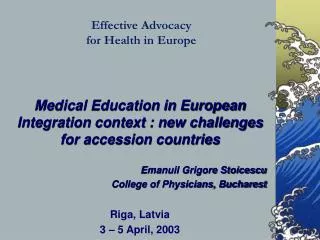 Effective Advocacy for Health in Europe