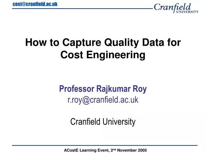 how to capture quality data for cost engineering