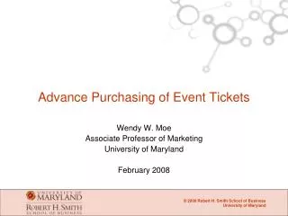 Advance Purchasing of Event Tickets