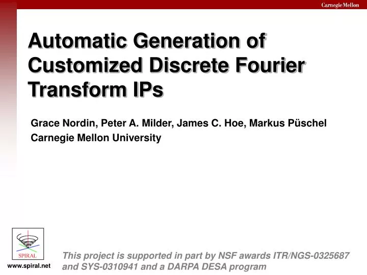automatic generation of customized discrete fourier transform ips