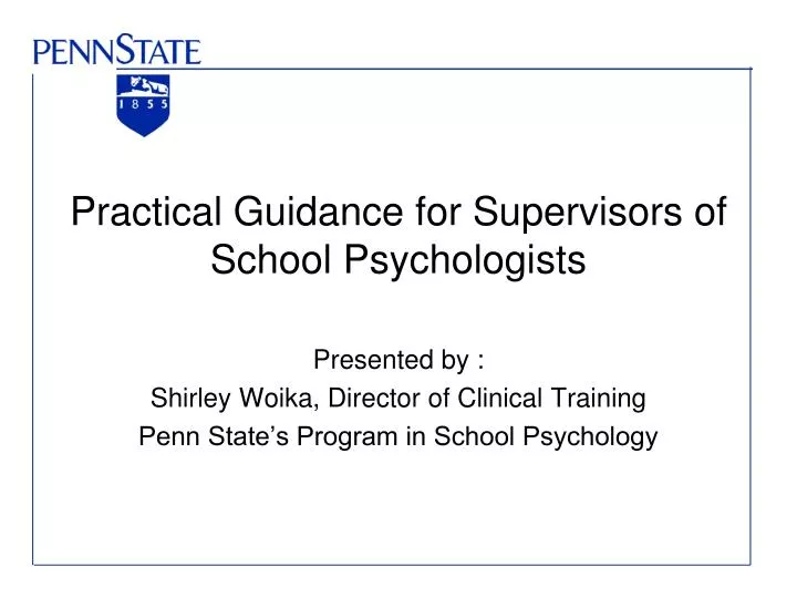 practical guidance for supervisors of school psychologists
