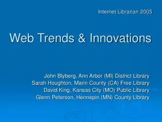 Web Trends &amp; Innovations