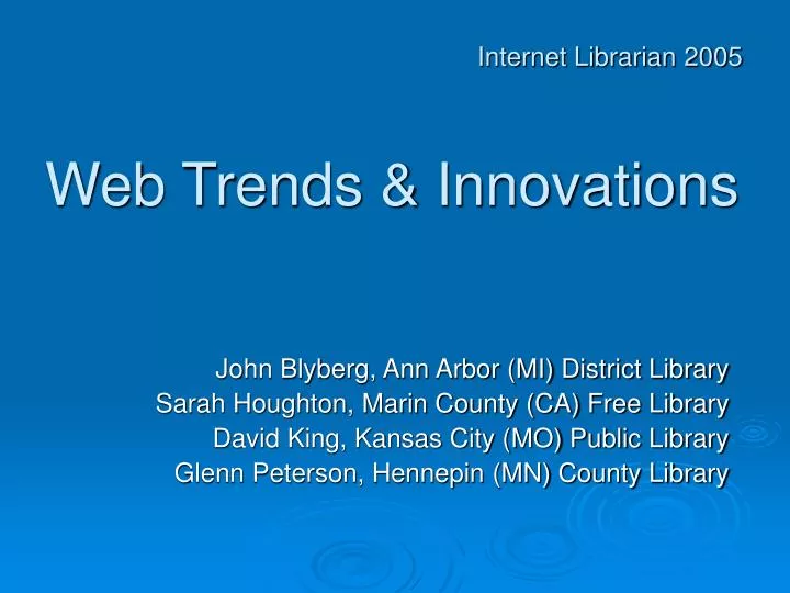 web trends innovations