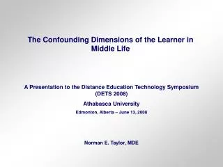 The Confounding Dimensions of the Learner in Middle Life