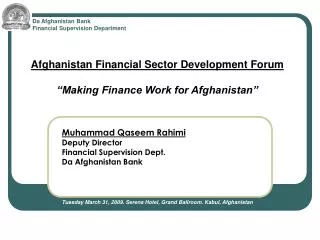 Da Afghanistan Bank Financial Supervision Department