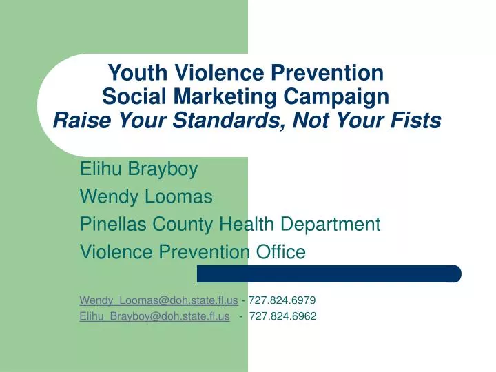 youth violence prevention social marketing campaign raise your standards not your fists