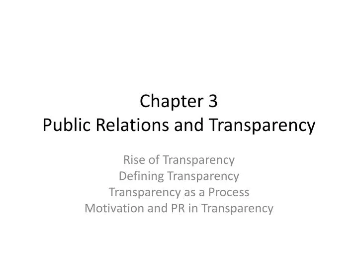 chapter 3 public relations and transparency