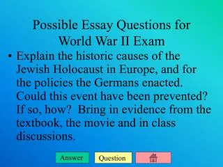 Possible Essay Questions for World War II Exam