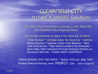 CLEARFIELD CITY FUTURE PLANNING Solutions