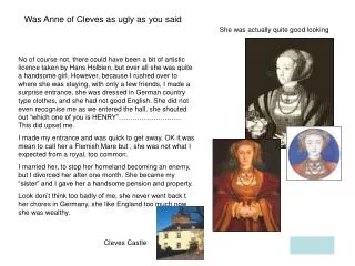 Was Anne of Cleves as ugly as you said