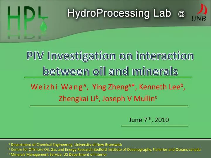 piv investigation on interaction between oil and minerals