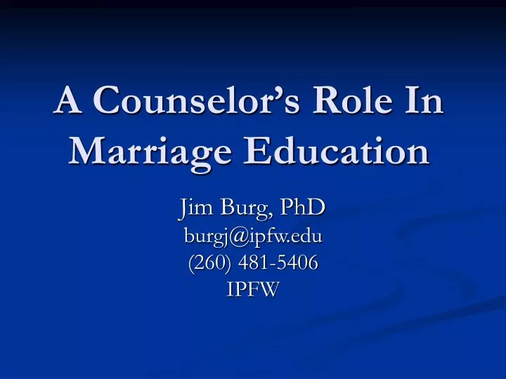 a counselor s role in marriage education