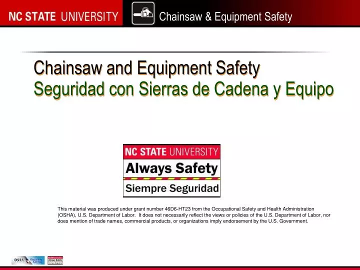 chainsaw and equipment safety seguridad con sierras de cadena y equipo