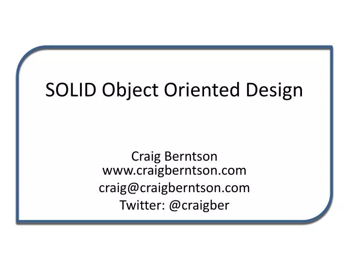 solid object oriented design