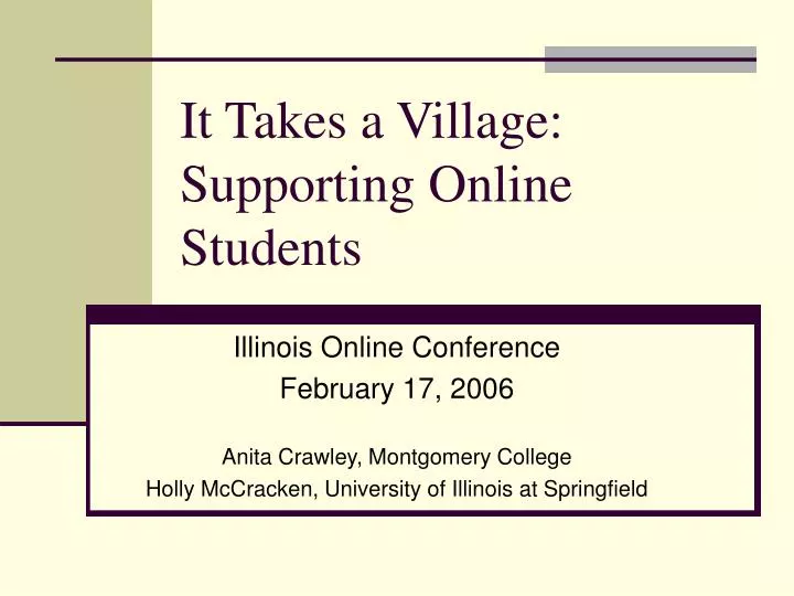 it takes a village supporting online students
